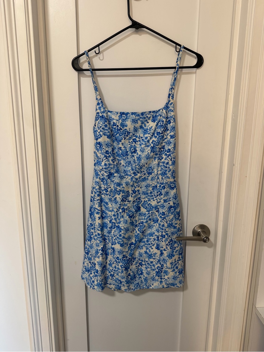 Mango Blue and White Floral Mini Slip Dress